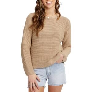 Shxt That I Knit Scotia Sweater Small Tan Pima Cotton Peru Pullover Casual Cozy